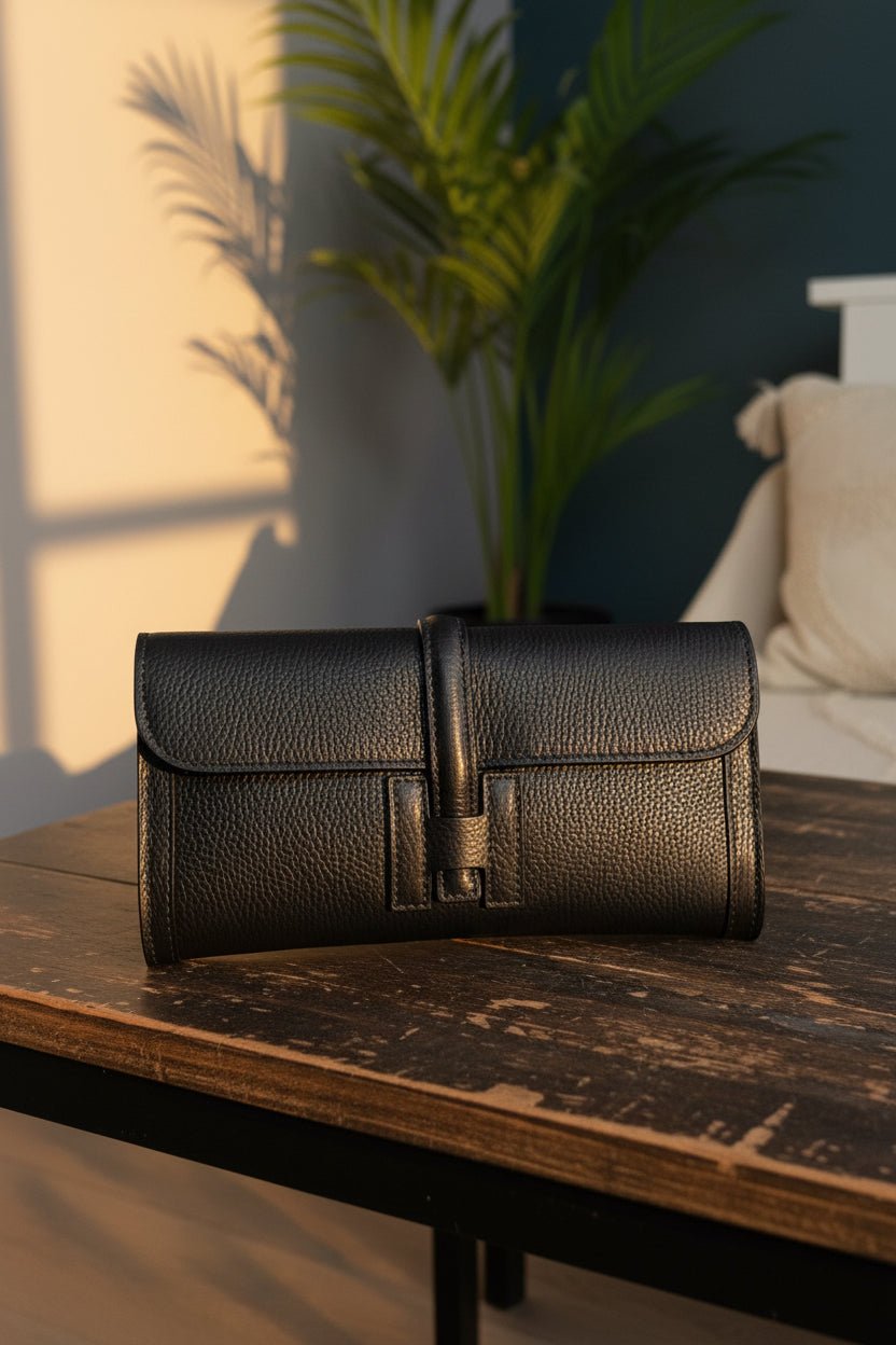 Manoa Bags – Pochette Clutch in Pelle – Tortora e Nera - Manoa Bags & Co