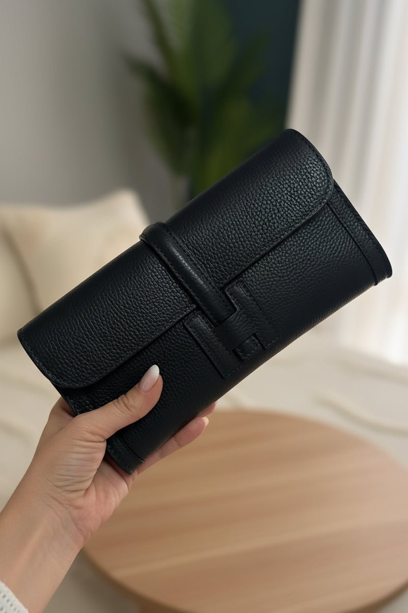 Manoa Bags – Pochette Clutch in Pelle – Tortora e Nera - Manoa Bags & Co