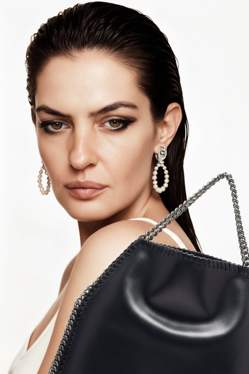 Modella con Borsa intramontabile