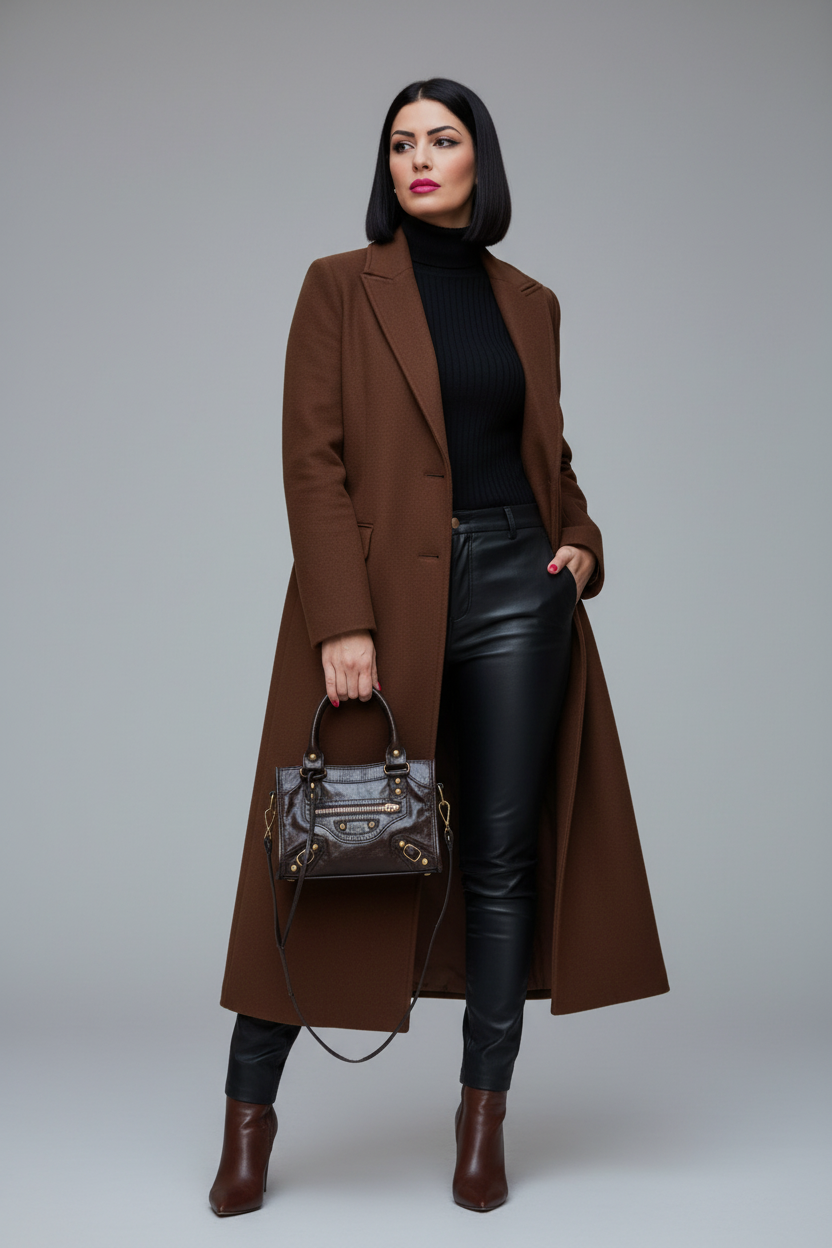 Modella outfit abbinato borsa