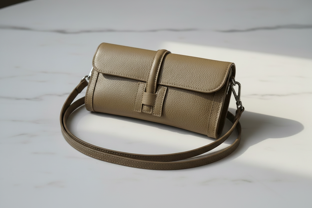 Pochette Clutch con Tracolla Lunga in Pelle